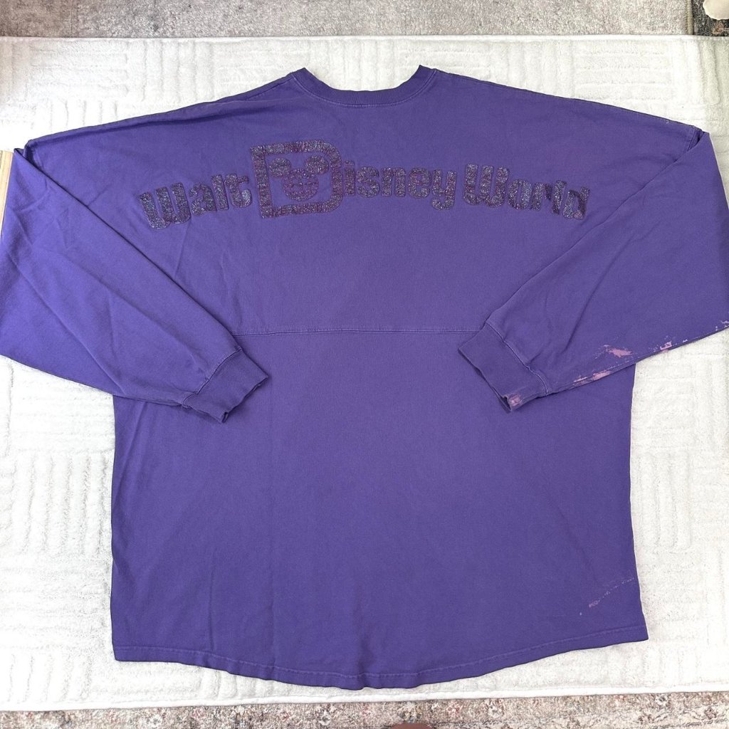 Disney Parks Walt Disney World Spirit Jersey Shirt Long Sleeve Purple Sparkle